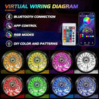 Nilight 4PCS 17.5inch LED Wheel Ring Lights RGB with APP and Remote Control Neon Lights Million Colors w/Turn Signal and Braking Function for Car Van SUV Truck