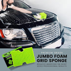 Jumbo Cross-Cut Grid Sponge 3-Pack | All-Purpose, Durable, Extra Absorbent Sponge for Cleaning | Large, Easy-Grip Car Cleaning Sponge | Soft, Scratch-Free Multi-Use Sponge