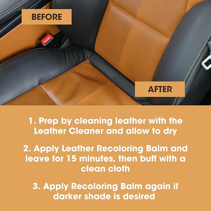 Furniture Clinic Leather Easy Restoration Kit | with Leather Recoloring Balm, Cleaner, Sponge, and Cloth | Leather Repair Kit for Scratched and Faded Furniture (Black)