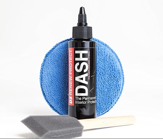 RENEW PROTECT, DASH - Permanent Ceramic-Hybrid Protectant for Interiors, 100% Color Restorer, Coated Leather, Vinyl, Sticky Dash Repair, Low-Glare, UV Block, Dry-Seal-Safe | Interior Protection