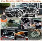 21Pcs Car Wash Kit with 60" Heavy-Duty Extension Pole, Soft Car Wash Brush, Wheel & Tire Brush, Scratch-Free Car Mop Mitt & Window Squeegee, Detailing Tool for Car Exterior & Interior Cleaning