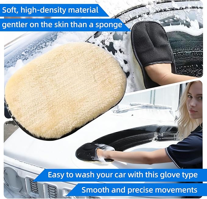 5pack Car Wash Mitt, House Cleaning Glove, Home Dusting Cloth Imitation Wool Gloves 2 pcs Yellow