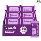 goodwipes Flushable Butt Wipes - Vitamin E & Aloe - Sewer & Septic Safe - Extra Large Adult Wet Wipes For Women & Men - Bathroom Essentials - Lavender, 318 Count (6 Packs + 1 Travel)