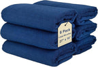 Cleaning Washcloth Towels - Large 27" x 16" Microfiber Rags - Highly Absorbent, Lint Free Streak Free for House, Kitchen, Car, Window Detailing Reusable Shop Towels (6-Pack, Navy Blue)