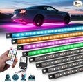 MICTUNING U8 RGBW Underglow LED Light Bars (8-Piece Kit) 888 Ultra-Bright LEDs, Dual Remotes, White+RGB Colors, IP68 Waterproof Aluminum Housing – for Cars, Trucks, SUVs, ATVs