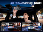 Pelsee S3 Touch 4K Dash Cam Front and Rear, STARVIS 2 Sensor, STARLIT™ Full Color Night Vision, 128GB Card, WiFi 6, ADAS, Dash Camera for Cars with 3.39"IPS Screen, Voice Control, 24H Parking Mode GPS