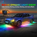 MICTUNING N8 RGB+IC Underglow LED Lighting Kit for Truck with Remote & Key Fob Dual Control, Exterior Neon Accent Underbody Strip, Multicolor Mode, Waterproof, Aluminum Casing
