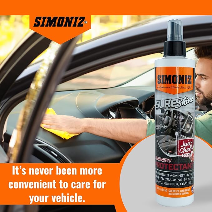 Simoniz Sure Shine Auto Detailer – 10 oz Bottle Professional Mist and Wipe Vehicle Protectant – Instantly Provides a Just Waxed Look & Feel - for Cars, Trucks, SUVs, Boats & Bikes (Juicy Cherry)