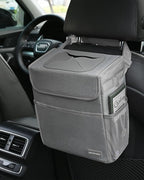 SIBOFUEGO Car Trash Can Cute - Car Accessory for Garbage and Storage, Adjustable and Collapsible Car Garbage Can, Waterproof and 100% Leak-Proof Car Trash Bin with Lid, 2 Gallons (Leopard-Print Gray)