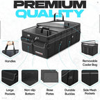 FORTEM Trunk Organizer with Cooler For SUV Car Trunk, Foldable Storage, Car Accessories for Women Men, Collapsible Bag, Perfect Christmas Gifts, 600D Oxford, Non Slip Bottom, Straps, Soft Cover (105L)