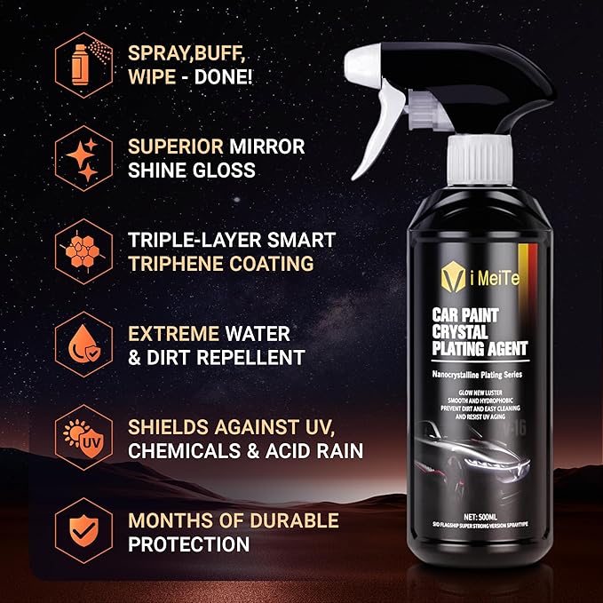 18.6oz Car Coating Spray 6-in-1 Ceramic Paint Sealant Car Wax,Gloss Shine, Extremely Hydrophobic Nano Ceramic Coating, Quick Spray & Wipe Protect Paint, Glass, Wheels, and Trim ﻿ (Pack of 2)