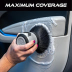 VIKING Car Cleaning Brush for Car Detailing Kit, Super-Soft Bristles for Interior Detail and Cleaning, 5 Inch Diameter, Black/Grey, Storage Stand Included