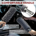 TAKAVU Car Duster Interior - Double-Sided Microfiber with Comfort Handle - Lint & Scratch-Free Cleaning for Cars, Trucks, RVs (Includes Towel & Storage Bag)