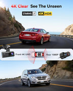 REDTIGER 4K Dash Cam Front Rear, STARVIS 2 Sensor, Free Card Included, 5.8GHz WiFi-20MB/s Fast Download, Dash Camera for Cars with GPS, WDR Night Vision, 170°Wide Angle, 24H Parking Mode(F7NP)