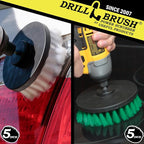 Household Cleaners - Drill Brush Soft White and Medium Green Combo Kit - Cleaning Supplies - Glass Cleaner - Scrub Brush - Leather, Shower Doors, Carpet, Fabric and Vinyl Seats - Kitchen Sink