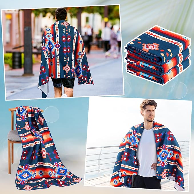 Hahafelt 2 Pack Car Seat Towel Covers Athletic Running Towel Performance Microfiber Post Workout Sweat Washable Cover Non Slip for Seat Outdoor Sport (Aztec)