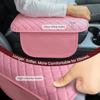 Upgraded Car Center Console Cover Pink,Microfiber Leather Car Armrest Cover Cushion with 2 Storage Bags,Universal Car Armrest Storage Box Car Interior Accessories for Most Vehicles (Pink)
