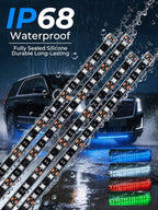 LED Strip Lights 12V Cuttable IP68 Waterproof 12 Inch Interior Exterior Underbody Light for Car SUV Truck Motorcycle Boat Golf Cart 18 SMD 5050 Blue 4 Pack