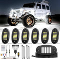 Hovano 6 Pods White Rock Light Kit with Wired Switch - 6500K Pure White LED Underglow, IP68 Waterproof, Super Bright 36 LEDs for Trailer Off Road SUV UTV ATV RZR Car