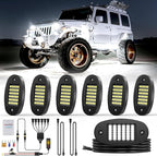 Hovano 6 Pods White Rock Light Kit with Wired Switch - 6500K Pure White LED Underglow, IP68 Waterproof, Super Bright 36 LEDs for Trailer Off Road SUV UTV ATV RZR Car