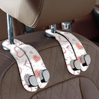 CoBak Purse Hook for Car - Universal Premium Stitched Leather and Aluminum-Magnesium Alloy Double Car Seat Back Storage Hook for Purses, Handbags, Bags (2 Pack),Heart Thread