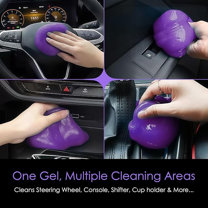 Car Cleaning Putty & Gel Slime, Reusable Cleaning Putty for Car Interior, Air Vents, Dashboard & Keyboard, No Residue Auto Detailing Gel (Lavender Scent)