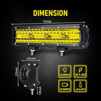 12 Inch Yellow Fog Lights 240W 24000LM Yellow LED Light Bar Offroad Spot Flood Combo Triple Row Driving Work Lamps Compatible with Jeep SUV ATV UTV Pickup Boat Marine