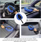 2 PCS Microfiber Car Duster, Scratch Free Auto Exterior Interior Large Dusting Cleaning Brush, Multipurpose Vehicle Dust Cleaner with Extendable Handle, Car Accessories (Blue)