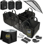 Trunk Organizer 5-Section Modular XL Car Storage System – Extra Large Cargo Organizer for Car Trunk, Foldable Multi-Compartment Auto Organizer, Heavy Duty Oxford 1680D – Black