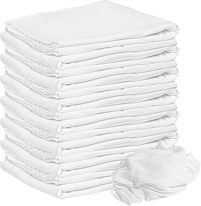 Nabob Wipers New Lint Free Cloth (3 Pack) - 100% Cotton Cleaning Rags Exact Cut - Premium White Rags for Cleaning House - White Rags for Dusting, Staining, Polishing, Painting 18"x18"
