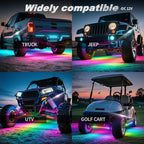 8Pods RGB LED Rock Lights for Jeep Golf Cart ATV UTV Trucks Offroad RZR SXS Four Wheeler with APP/RF Remote Control, Multicolor Dynamic Color Changing Underglow Kits Music Mode 12V Waterproof Chasing