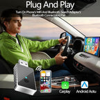 Wireless Carplay Adapter, 2 in 1 Android Auto Adapter 2025 AI Box Carplay, Plug and Play Mini CarPlay Android Auto for Cars, Convert Wired to Wireless Supports Car Original Control