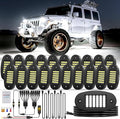 Hovano 20 Pods White Rock Light Kit with Wired Switch - 6500K Pure White LED Underglow, IP68 Waterproof, Super Bright 36 LEDs for Trailer Off Road SUV UTV ATV RZR Car