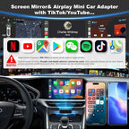 2026 Upgraded Wireless Carplay Adapter, 4 in 1 Screen Mirroring Support Mirror Link/AirPlay for Apple CarPlay & Android Auto, Mini USB/Type-C Plug & Play Car Play Adapter, Wired to Wireless No Latency