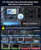 Car Stereo for Chevrolet Chevy Silverado Impala Tahoe GMC Sierra Yukon Hummer 2+64G Car Radio 5G WiFi Wireless Carplay Android Auto,7“ IPS,GPS,FM,SWC,Bluetooth,Backup Camera Plug-and-Play