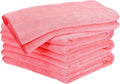HARFINGTON 4 Pack Microfiber Cleaning Cloth, 63" x 24" Multi-Functional Cleaning Towels Reusable Absorbent Rags for Car Wash Kitchen Household Window Clean, Rose Red