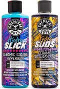 Chemical Guys HydroSlick Intense Gloss Sio2 Ceramic Coating Hyperwax (16 fl oz) and HydroSuds Ceramic SiO2 Shine High Foaming Car Wash Soap (16 fl oz, Berry Scent)