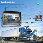 Wireless Dual Backup Camera System, Hodozzy 7" Monitor with Split Screen Plug and Play HD Rear View Camera with Loop Recording Sunshade Design Waterproof IR Night Vision 12V-36V for Car,Truck, RV