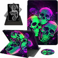 Case for 6" Kindle Paperwhite (10th Generation,2018 Release),360 Degree Rotating Swivel Leather Stand Folio Cover Auto Wake/Sleep for Amazon Kindle Paperwhite E-Reader,Green Purple Skull