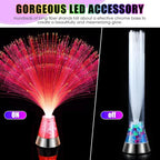 2 Pack LED Fiber Optic Lamp with Remote Control, 13.5" Multicolored Changing Fiber Optic Lights, Crystal Base Battery Powered Glitter Light for Room Wedding Disco Party Birthday Carnival Holiday
