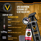 VPD Graphene Ceramic Kit & Detailer Kit - Ultimate Car Detailing Set with Graphene Ceramic Shield, Quick Detailer Waterless Wash, Edgeless Microfiber Towels & Microfiber Sponge Applicator