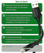 USB-A to USB-C CarPlay Bypass for Motorcycle Support Charging, CarPlay Bluetooth Headset Bypass Adapter, Enable Mirroring on Harley/Indian/Goldwing Without Headset, 1.64Ft/Black