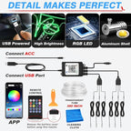 MICTUNING Car LED Interior Strip Light, 6 in 1 RGB Multicolor with 390 inches Fiber Optic Ambient Lighting Kits with Remote and APP Control, Car USB LED Strip Lights with Music Sync Mode