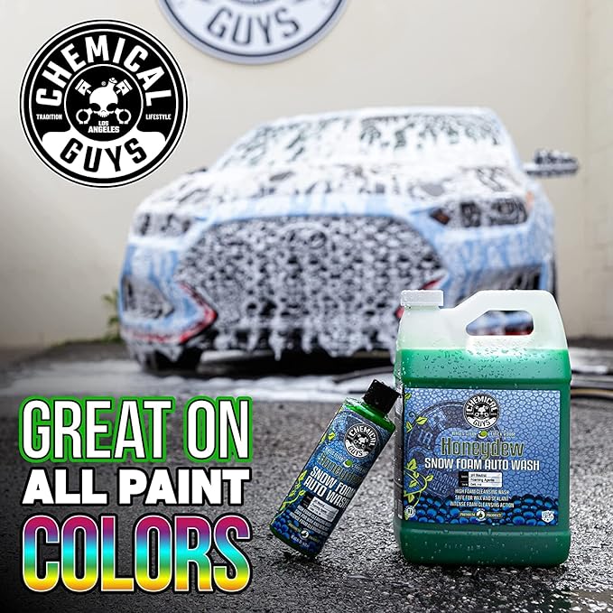 Chemical Guys CWS_110_16BK Car Wash Detailing Bucket, Mitt & Accessories Bundle (6 Items) Featuring Honeydew Snow Foam Car Wash Soap, 16 oz - Works on Cars, Trucks, SUVs, RVs & More