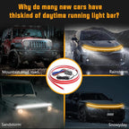Dual Color Amber White Switchback 79 Inches Car Hood Light Strip,Exterior Flexible Headlight Waterproof Daytime Running Light Strip(1 Set)