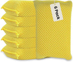 Iconikal 6-Pack Bug Scrubber Sponge 5.9x3.5-Inch Yellow Microfiber Large Car Wash Reusable for Paint Chrome Glass RV Motorcycle Cleaning