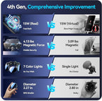 Beser for MagSafe Car Mount Charger, (4.13 lbf) Large Magnetic, 15W Qi Wireless Charger for Car, Vent/Dashboard, Phone Holder for iPhone 16/15/14/13/12 Series, 7 Color Lights, Aluminium, Deep Black