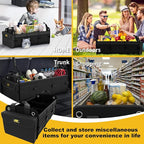 MIKKUPPA Car Trunk Organizer with Cooler - 100L Large Car Organizer, 1680D Oxford Collapsible Suv Trunk Storage with 2 Adjustable Straps for Auto, Truck, Suv (Black)