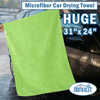HOMEXCEL Professional Large Microfiber Car Drying Towels 2 Pack-31" x 24", Lint Free, Scratch Free, Highly Absorbent Drying Towel for Cars, SUVs, RVs, Trucks, and Boats, Dark Green