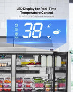 VEVOR 60"W Commercial Refrigerator, 15.4 Cu. Ft Sandwich Prep Refrigerated Table, Mega Top Food Prep Fridge with 24 Pans and Cutting Board, Stainless Steel Salad Prep Cooler for Restaurant, Food Truck